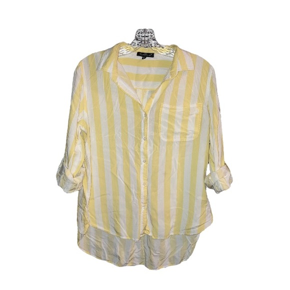 Velvet Heart Women’s Yellow Button Down Shirt Long sleeve Size L |Beach,Boho Y2K - Picture 1 of 13